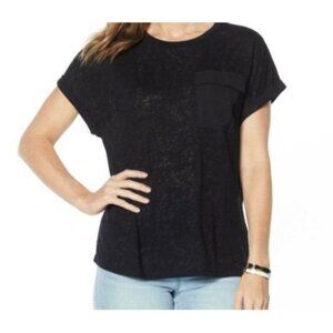 DG2 Diane Gilman Slub Pocket Tee 697-858 Black Size XS